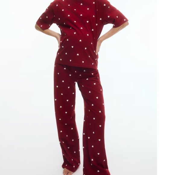 H&M Other - H&M Mama Before/After Cotton Pajamas, Maternity Women's Size Small, Red Hearts